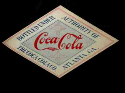 c. 1900 COCA COLA "RED LOGO" ATLANTA GA. BOTTLE SODA LABEL EXTREMELY RARE MINT