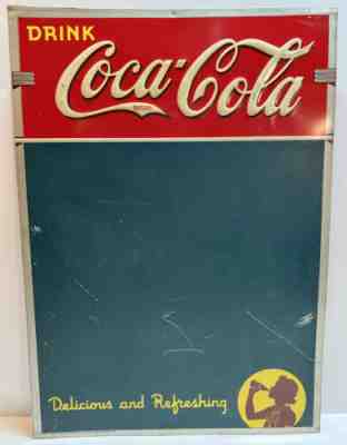 1940 American Art Works Embossed Coca-Cola Chalkboard Advertising Sign Original