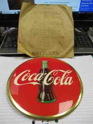 EXC! NOS Coca Cola Philadelphia Badge Co Metal 9" Desktop or Hanging Sign 1950s
