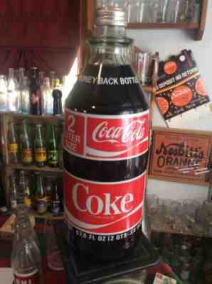 NOS Vintage Glass 2 Litre Coca Cola Full Unopened Acl Bottle