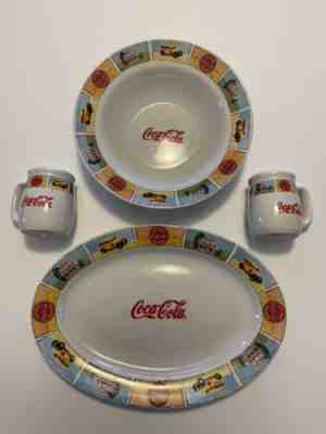 Coca-Cola Gibson 4 Piece Set Platter, Serving Bowl and Salt and Pepper Shakers