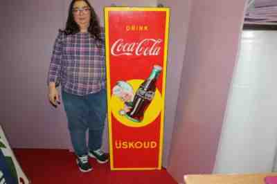 Rare Large Vintage 1940's Coca Cola Sprite Boy Soda Pop 54" Porcelain Metal Sign