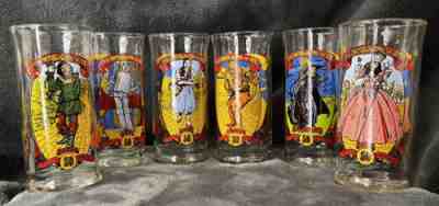 Vintage 1989 Wizard of Oz 50th Anniversary Coca-Cola Collectors Glasses Set of 6