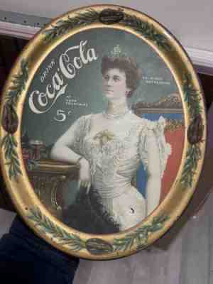Original Vintage 1905 woth glass Coca Cola Serving Advertising Tray