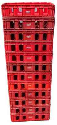 Lot of 12 Red Plastic Husky Coke Coca-Cola Crate 12 x 18 Rehrig Vintage