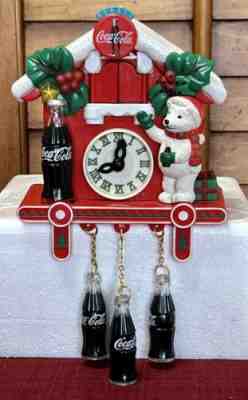 Collectible 998 Christmas Polar Bear Coca-Cola Cuckoo Clock, "Always Coke Tune"Â 