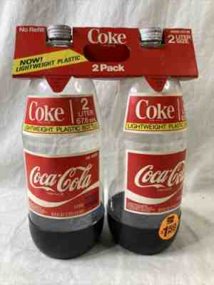 RARE Coca Cola 2 Liter Original 2 Pack Lightweight Plastic Bottle Coke Display