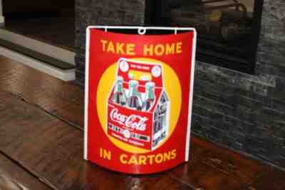 SCARCE 1950s TAKE HOME COCA COLA PAINTED TIN STRING HOLDER SIGN STORE DISPLAY