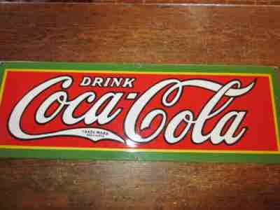 Original Antique 1927 Coca Cola Soda Pop Advertising Porcelain Enamel Sign NICE!