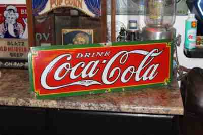 SCARCE 1932 DRINK COCA COLA PORCELAIN METAL SODA POP SIGN FOUNTAIN SERVICE #2