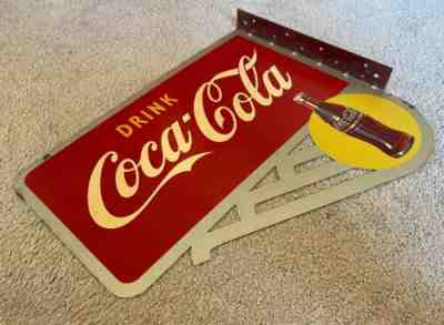 1947 Coca-Cola Two-Sided Metal Flange Sign Bogalusa LA Find!
