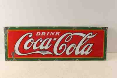 Original Antique 1927 Coca Cola Soda Pop Advertising Porcelain Enamel Sign