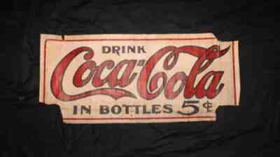 Antique 1905 Coca Cola Canvas Banner SCARCE oilcloth