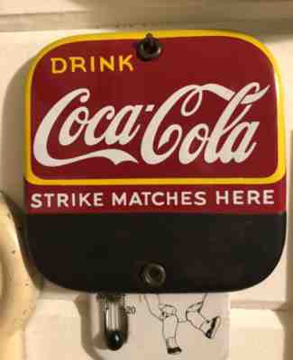 1939 Vintage Antique Coke Coca Cola Porcelain Match Striker Non Tin Soda Sign