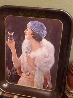 Vintage 1925 Coca-Cola Party Girl metal Tray - 1973