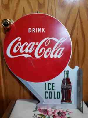 Vintage 1955 COCA COLA FLANGE SIGN Soda Fountain Restaurant Diner Antique Old
