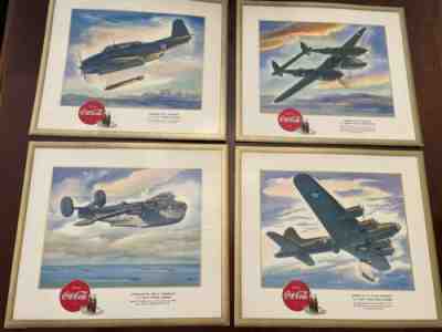 Vintage 1943 WW2 Coca Cola Lithograph cardboard print sign pictures Planes - 19