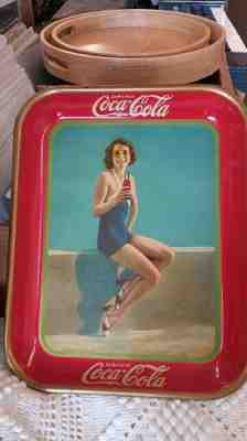 Original 1933 Coca Cola Frances Dee, Paramount Player Tin Serving Tray
