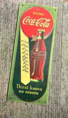 Vintage 1944 Coca Cola Bottle Thermometer Sign