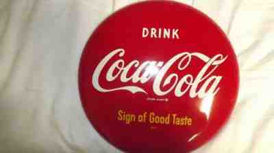 Vintage Coca Cola 12in Disc Button Sign AM21