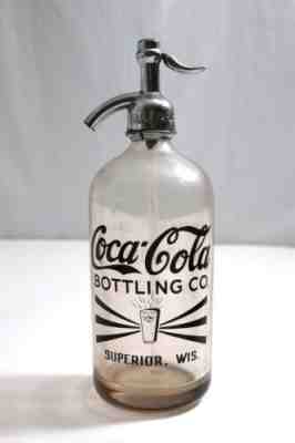 Rare Vtg 1930's Coca Cola Black Label Glass Seltzer Bottle Brooklyn NYC