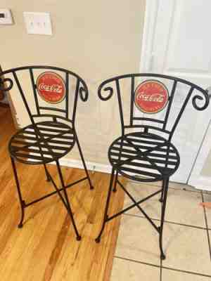 COCA-COLA BARSTOOLS AUTHENTIC VINTAGE WROUGHT IRON BARSTOOLS PATIO STOOLS