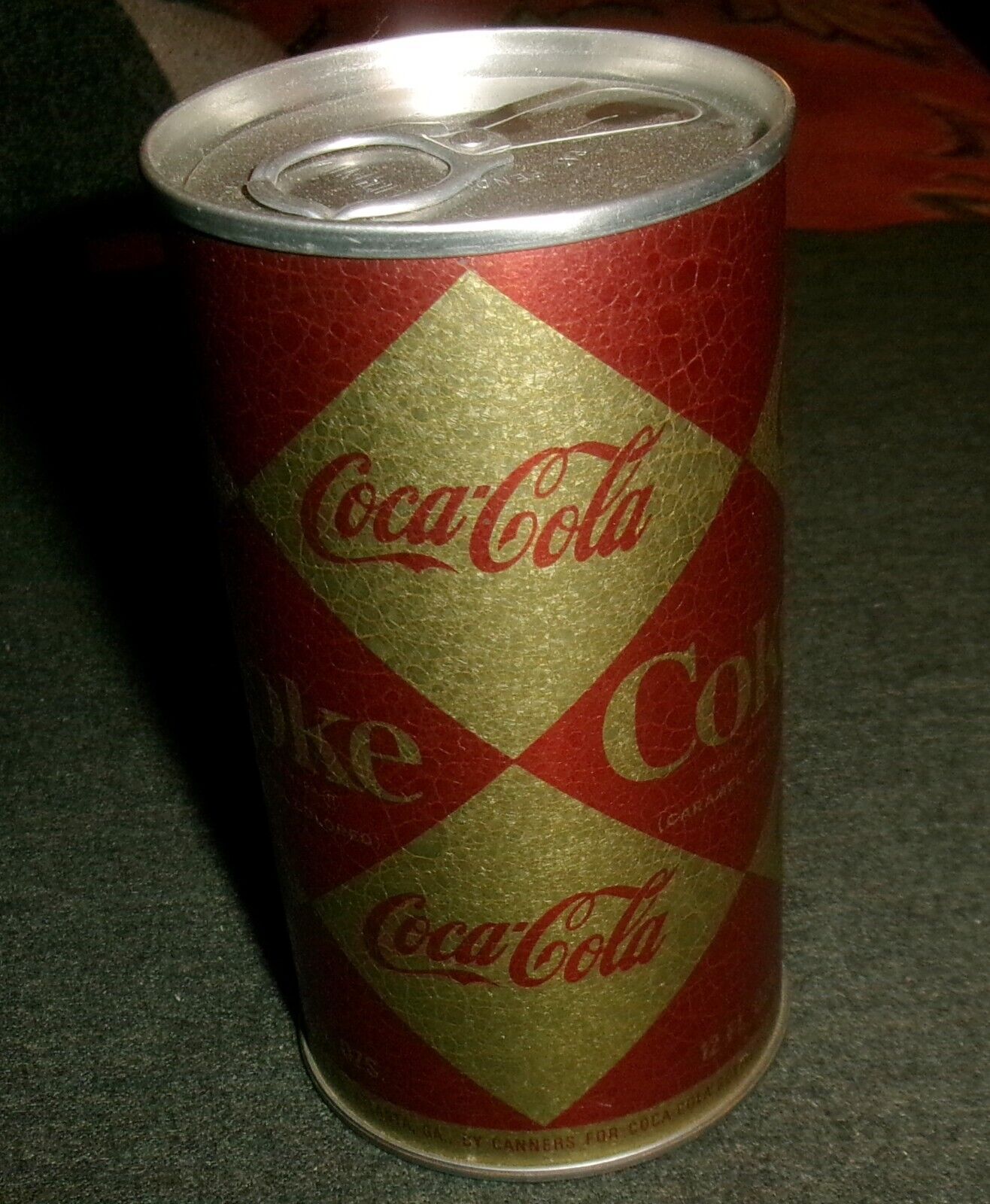 Very Rare Coca Cola Mottled Finish TEST CAN, 1960's Coke Ring Pull Soda Can