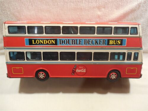 Vtg 1960s ATD Japan Coca-Cola Tin Friction London Double Decker Bus Toy Truck