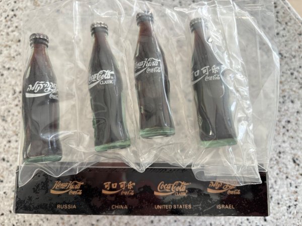 Coca-Cola International Miniature Contour Bottle Set with Display. New