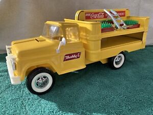 #18 Vintage 1961-62 Buddy L Yellow Pressed Steel Coca Cola Ford Delivery Truck