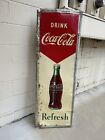 1948 Original Vintage Drink Coca Cola Metal Sign Bottle Refresh Robertson Coke