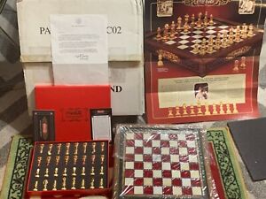 LTD NIB COCA COLA Franklin Mint Stain COKE Glass CHESS Set 24K Gold Letter Paper