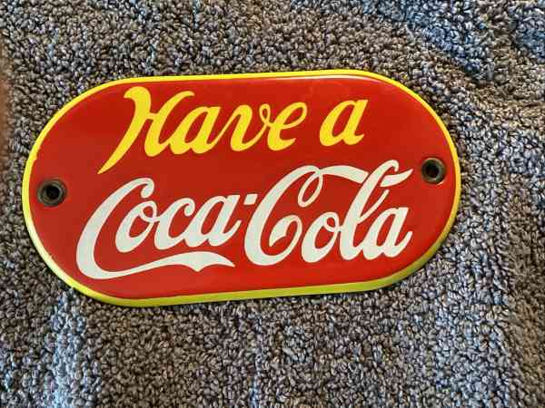 Coca-Cola Canadian Porcelain Door Push / Nice Condition