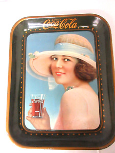 AUTHENTIC COKE COCA COLA 1921 ADVERTISING SERVING TIN TRAY NEAR MINT  107-M