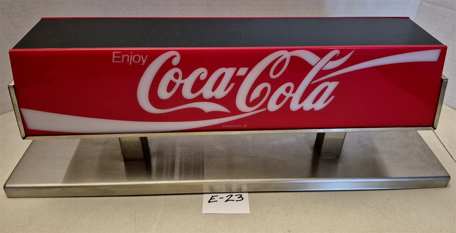 #1992 VINTAGE COCA COLA DOUBLE-SIDED LIGHTED FOUNTAIN DRINK DISPLAY SIGN #E-23