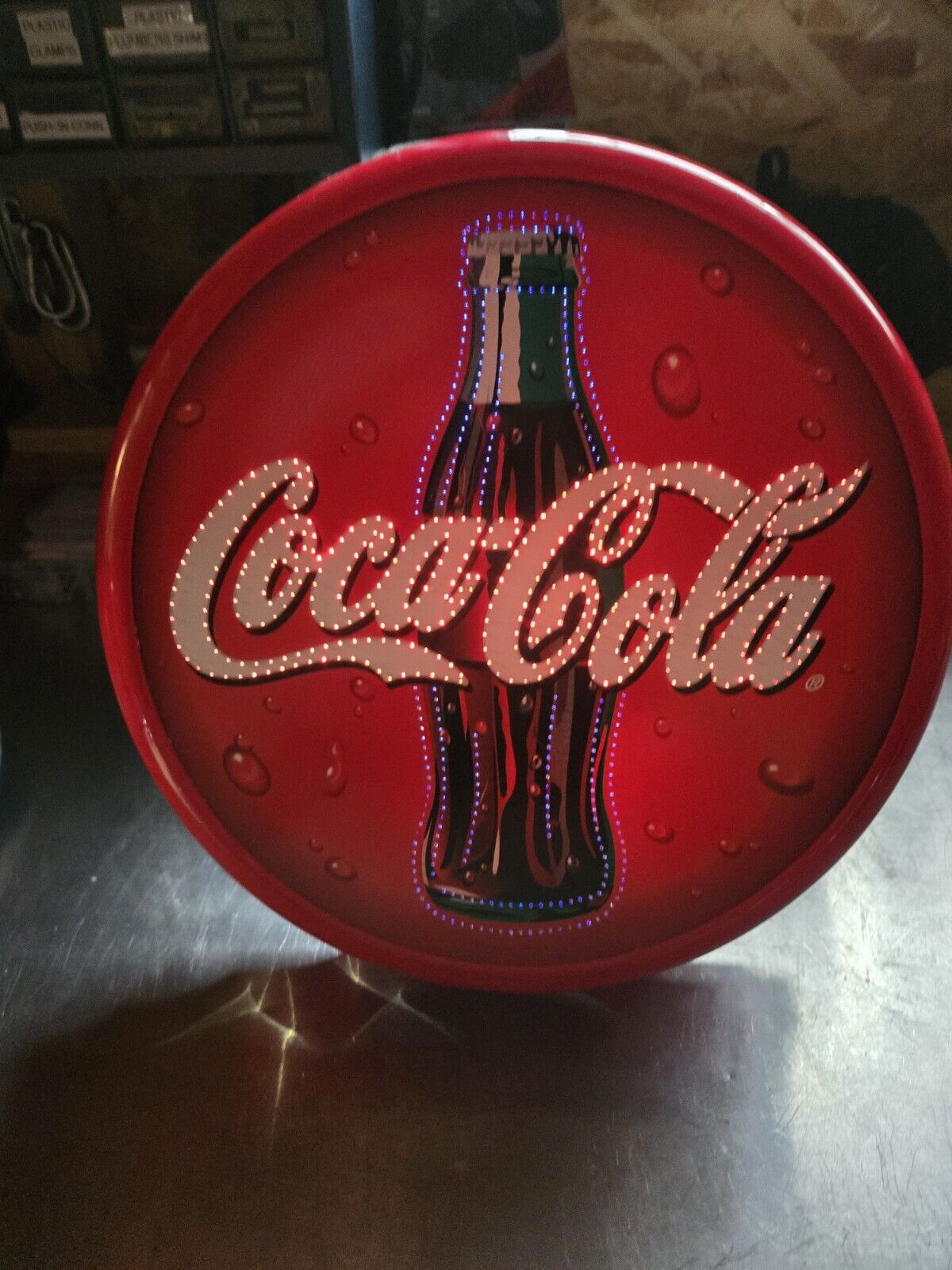 *RARE* LARGE Official COCA-COLA Color Changing FIBER OPTIC Bottle Cap w/Stand