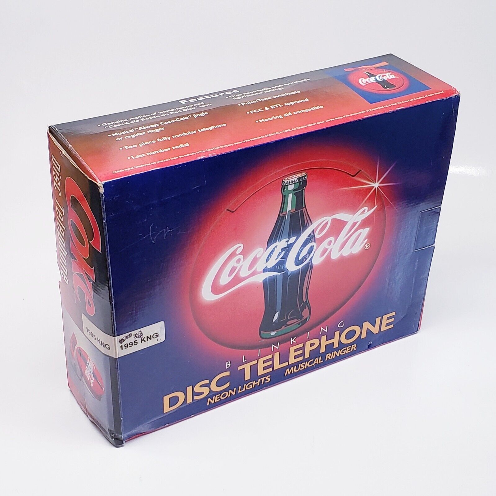 COCA COLA Soda Logo Red Blinking Disc Telephone, Neon Lights, Musical Ringer NEW