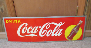 Vintage COCA-COLA Soda Sign Not Porcelain~Sun Behind the 40's Bottle ~ Excellent