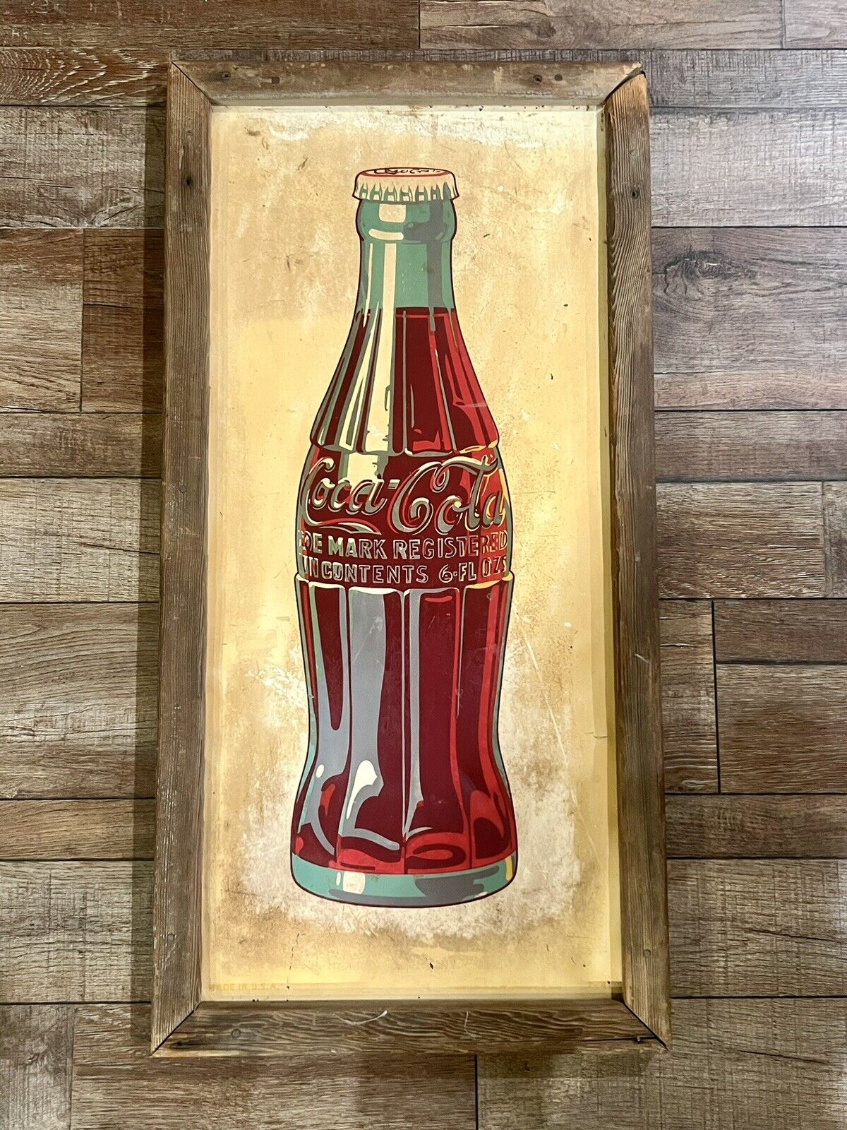 VTG 1941 Coke Coca-Cola Vertical Bottle Sign 36”x18” Robertson Duelife W/ FRAME