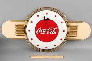 Antique 1948 Coca Cola Soda Advertising Porcelain Clock Button Sign, NR