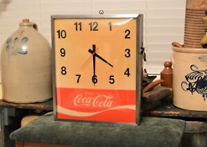 1968 Drink Coca Cola Light Up Clock Domed Glass, Swihart Products Steel Case 16"