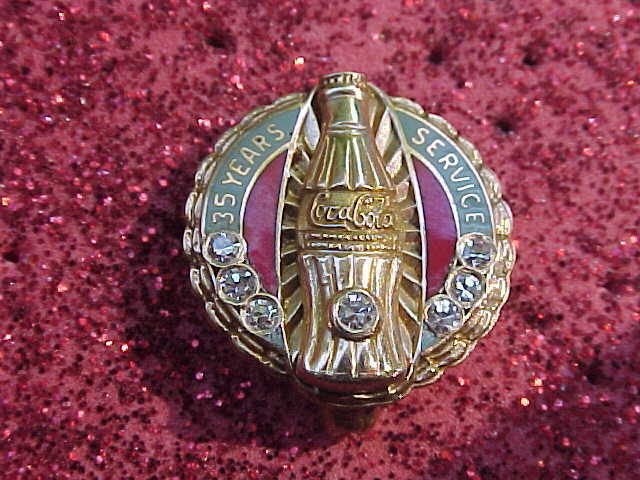 Vintage Coca-Cola 35 Years of Service Pin - 7 Diamonds / D&C 10K