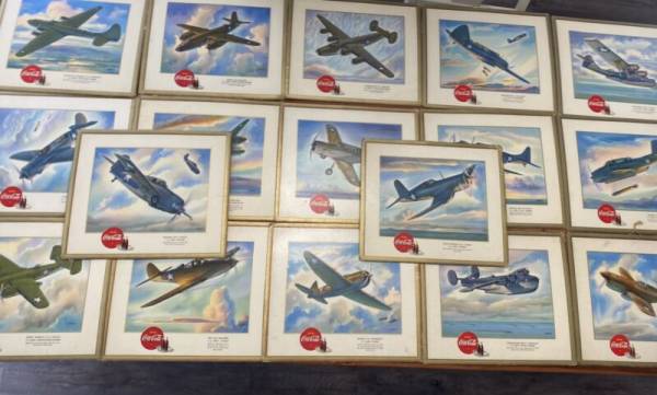 Big lot Vintage 1943 WW2 Planes Coca Cola Cardboard Prints Customer Advertising