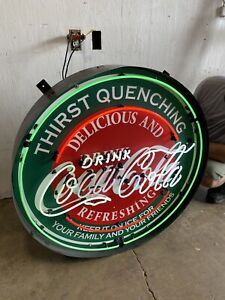 Coca Cola Neon Sign Can Coke Soda Machine 36" Steel Case garage wall lamp lights
