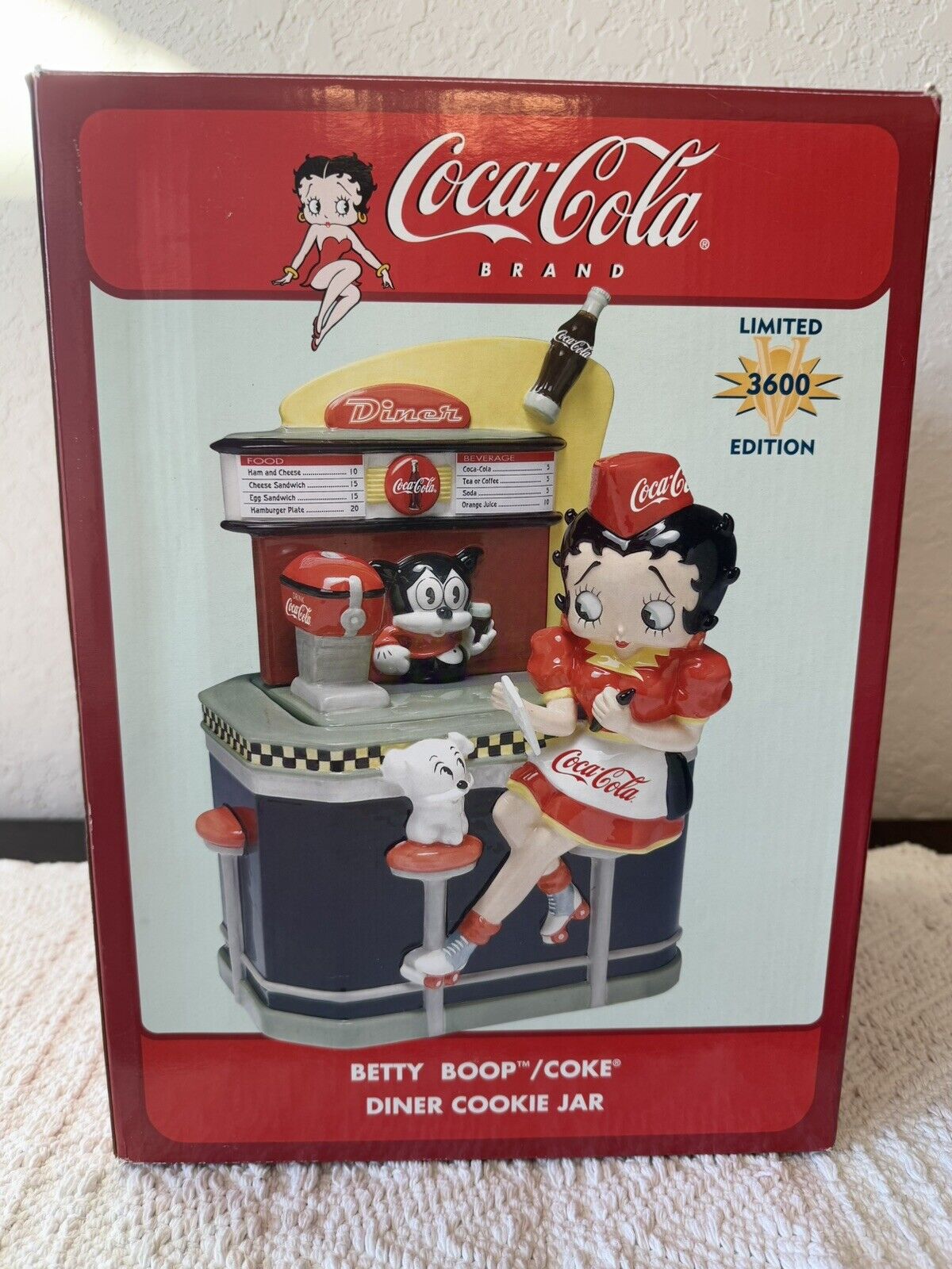 Brand New Boxed Vintage Betty Boop Coca Cola Coke Cookie Jar Limited Edition