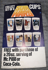 1977  Star Wars, (Coca-Cola) Plastic Cups Cardboard Sign Vintage