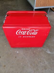 Vintage Coca Cola Cavalier Red Metal Cooler With Opener Amd Tray