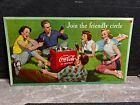 New ListingCoca Cola Join The Friendly Family Lithograph Cardboard Sign 36"x20" Vtg 1954 EX