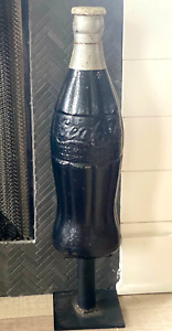 Antique 1920s Coca-Cola Cast Iron Bottling Plant - Advertising Fence Post Sign