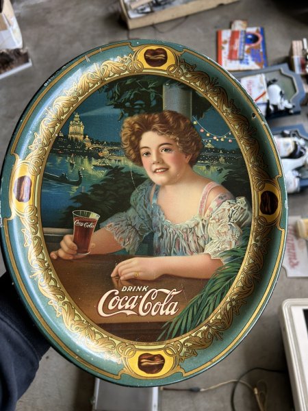 1909 Coca-Cola Fairgrounds Tray, All Original, Large Oval 10.75"x13"